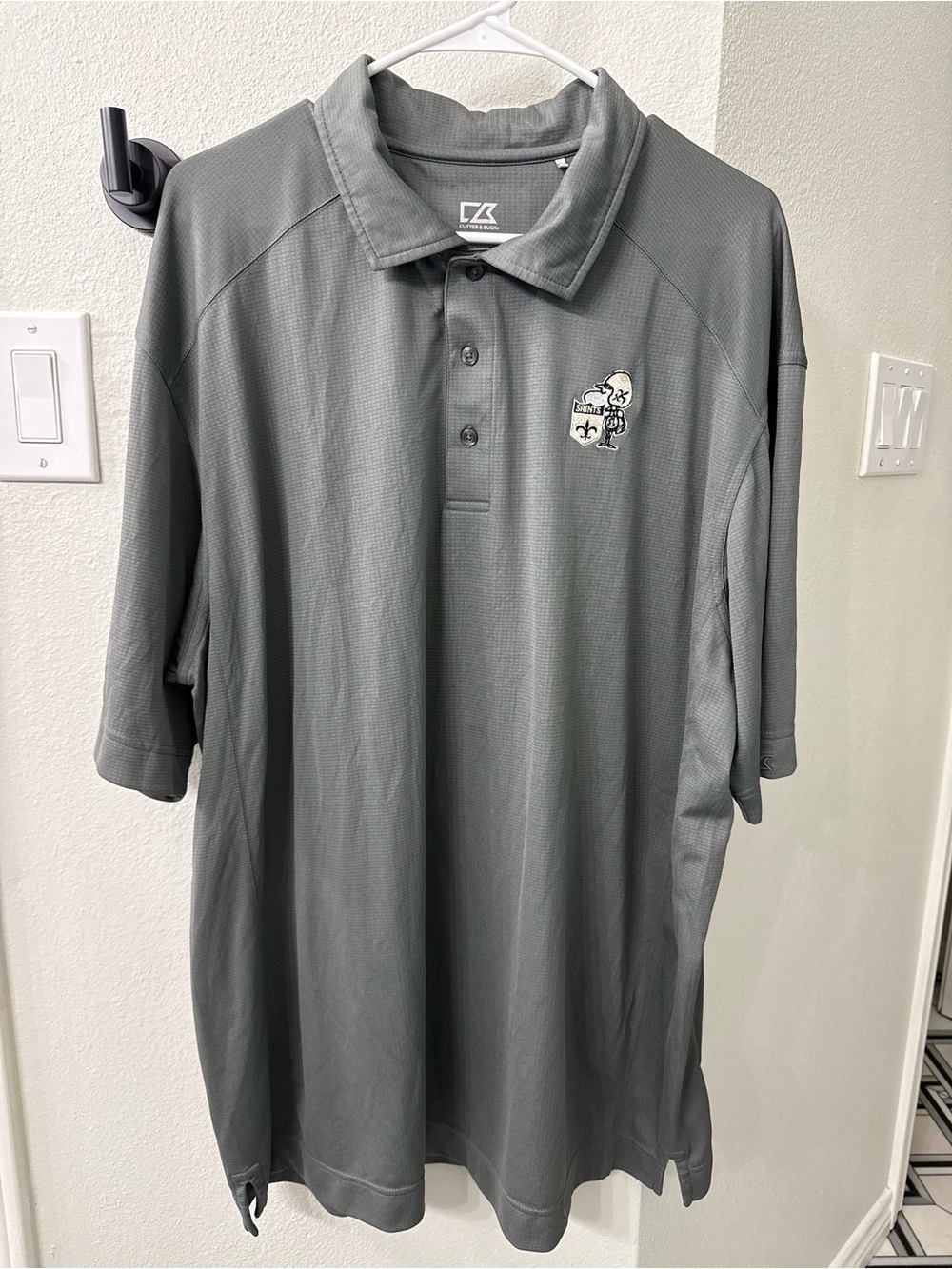 Cutter & Buck DryTec Golf Men’s Gray Polo Shirt with Embroidered Saints Logo XXL